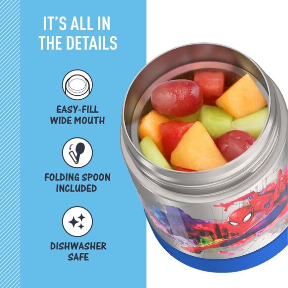 Spider-Man Themed 10oz Kids Insulated Food Jar with Spoon for School Lunches - Picture 5 of 7